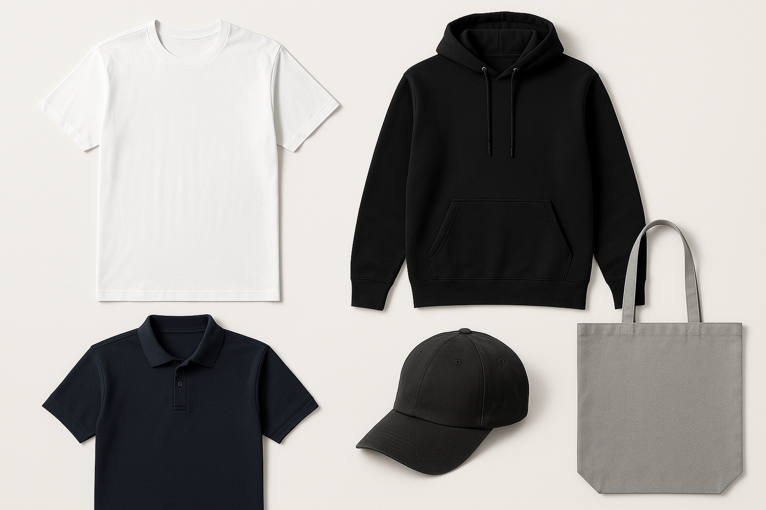 blank T-shirt, hoodies, polo shirt, hats and bags