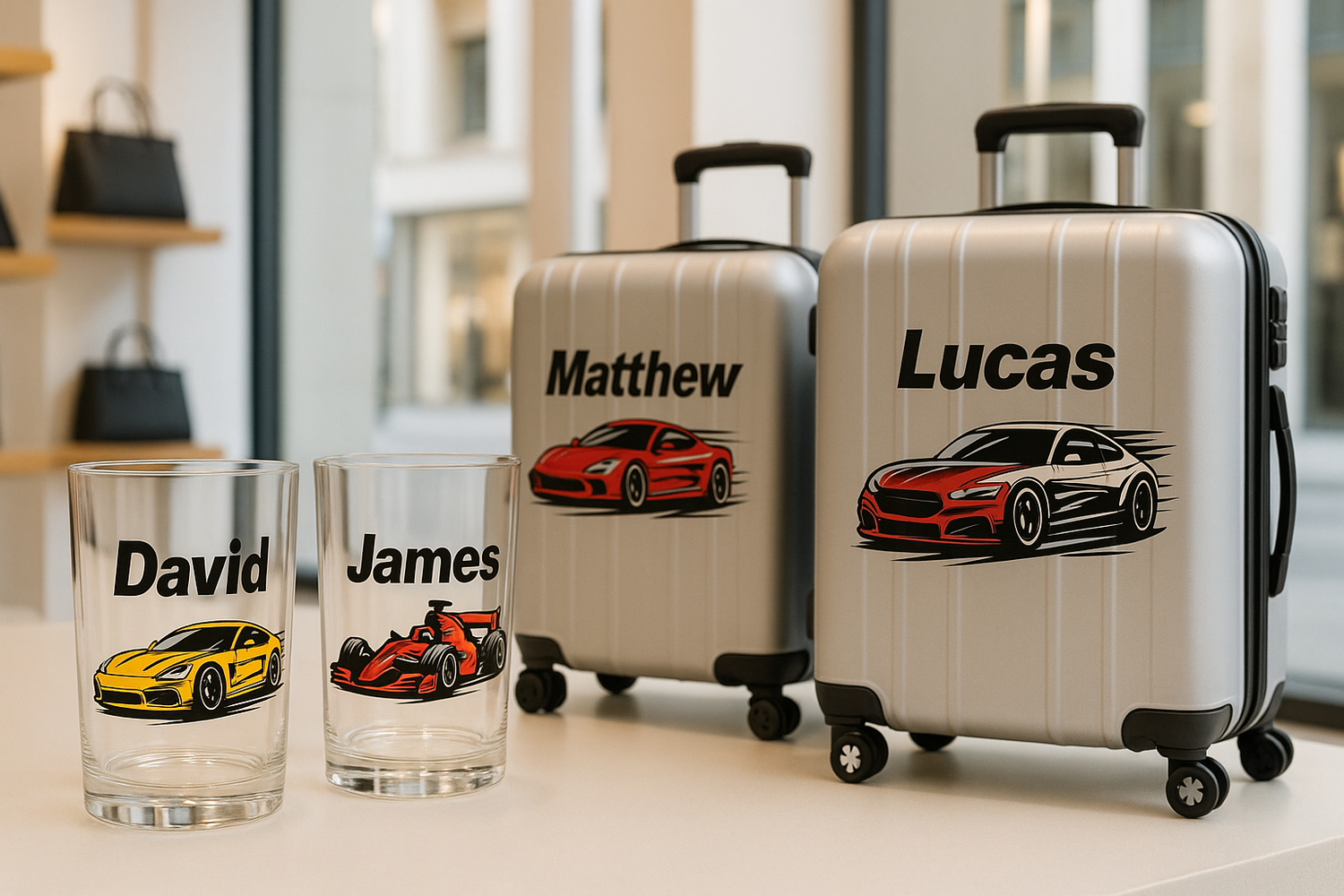 can you amend the stickers to have a name on and a cool racing car on the same products